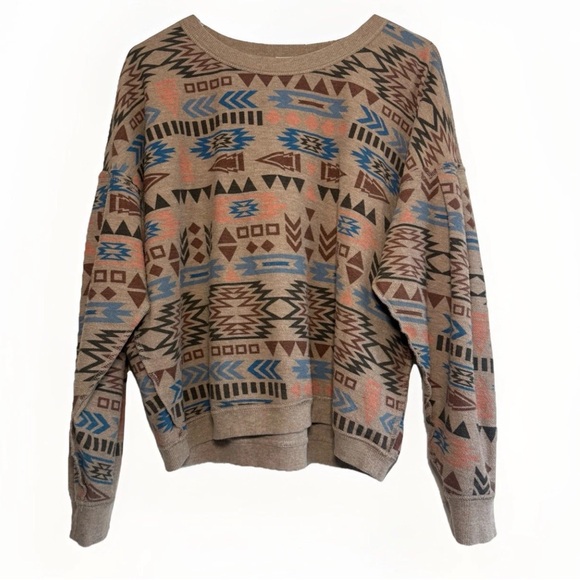 Ariat Women's Rainbow Vista Print Reversible Oversized Sweatshirt Southwestern M - Picture 3 of 13